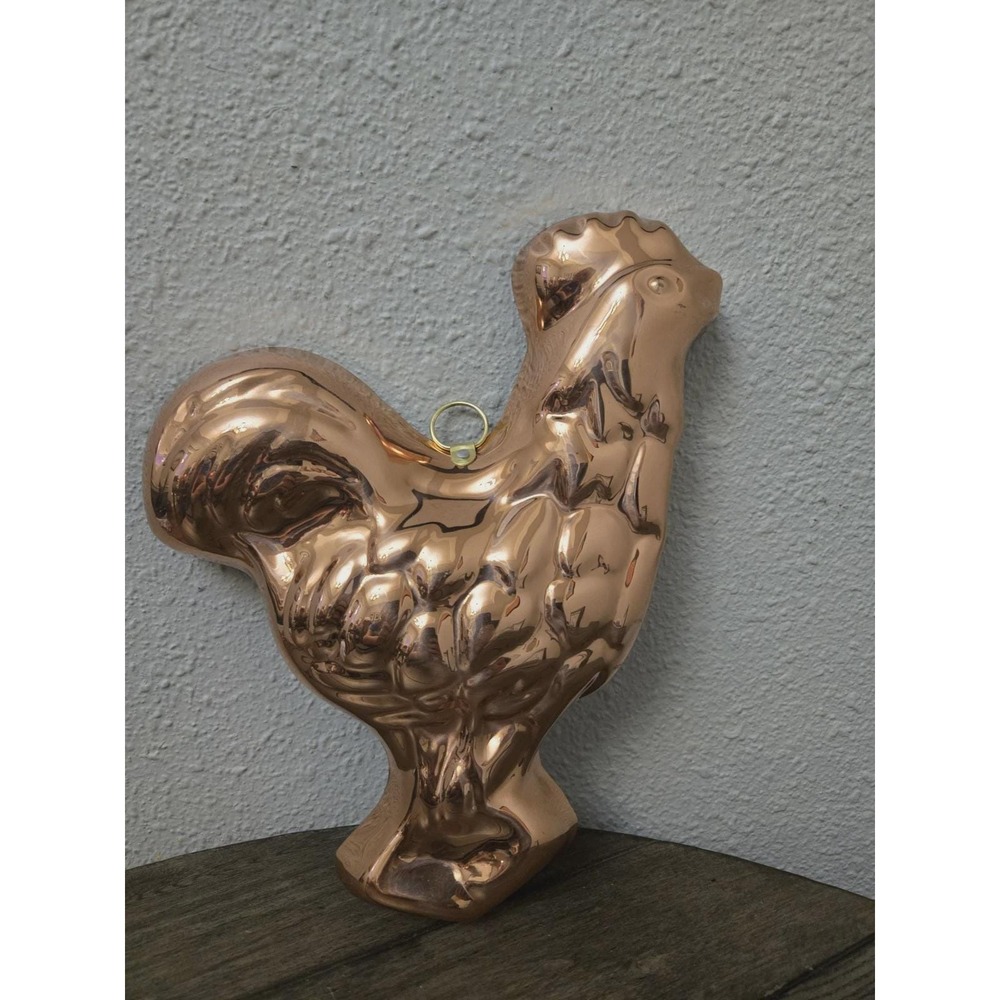 Copper Rooster Chicken Jello Mold Wall Hanging VTG Farmhouse Cottage Kitchen 11"
